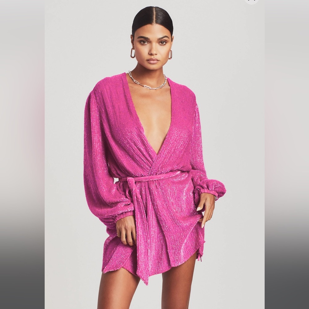 Retrofete Gabrielle Sequin hot pink dress . - Picture 4 of 10